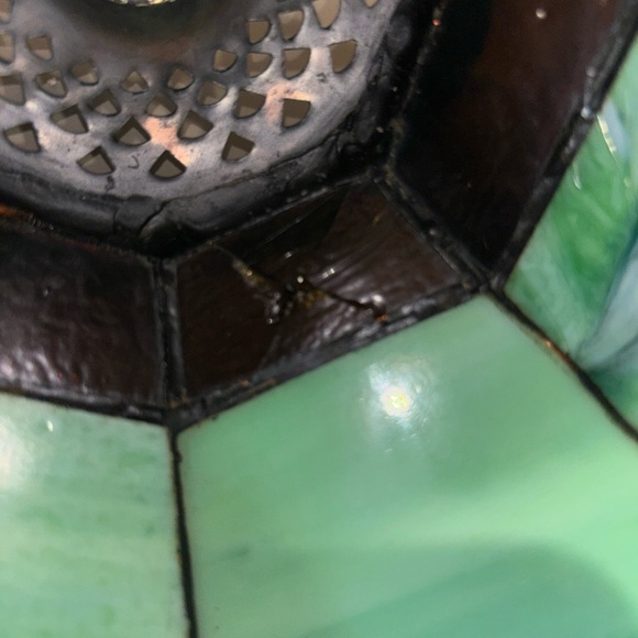 Stained Glass Lampshades & Metal Tree Overlays Tiffany Style Slag - Picture 8 of 12